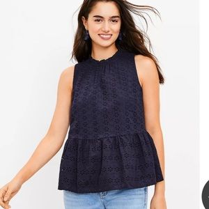 Eyelet peplum halter